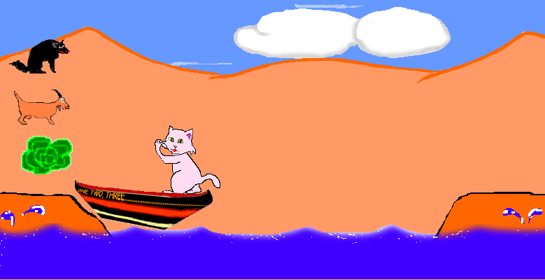 Crossing the river with wolf, goat and cabbage - Logic game: Logic animation, Interactive logic.
